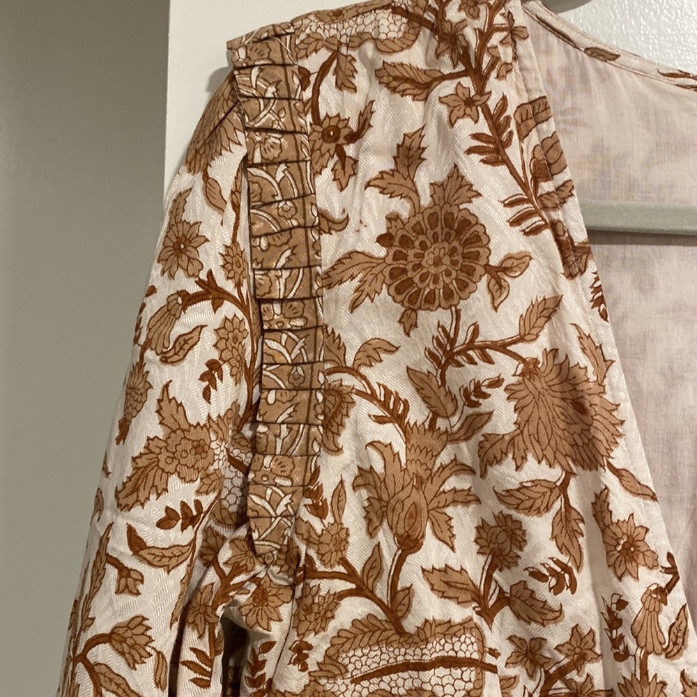 Cleobella Floral Cream and Brown Dress - Picture 4 of 9